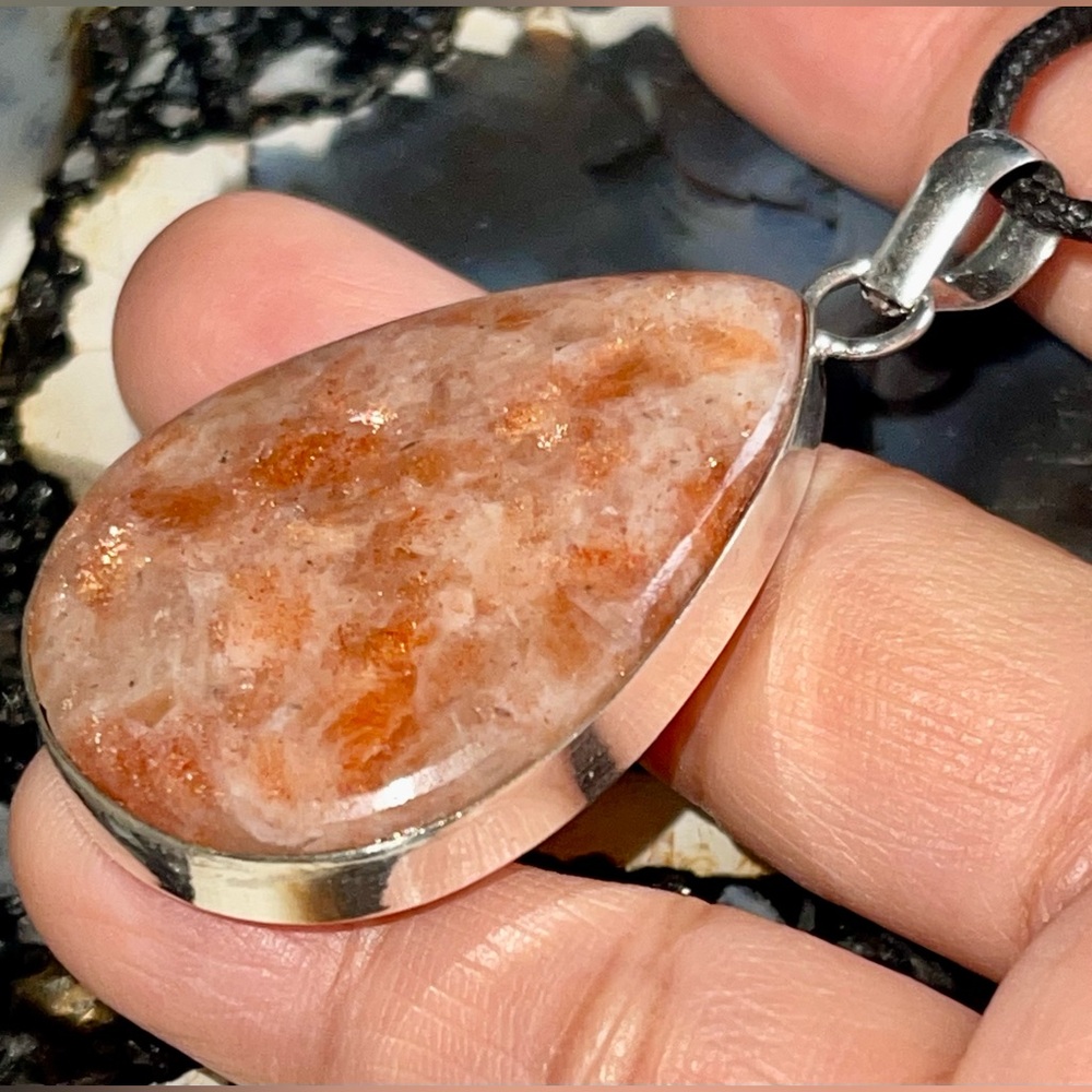 Sunstone Oligoclase Feldspar Pendant 2 1/4”
